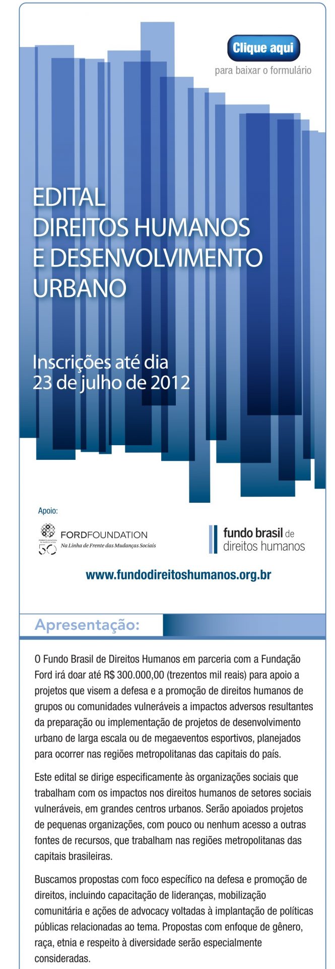 2012 – Direitos humanos e desenvolvimento urbano